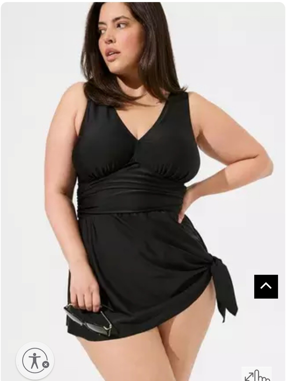 Plus Size Black V-Neck Swimdress with Side Tie Torrid Size 2